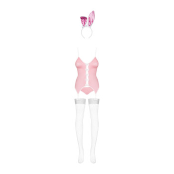 Еротичний костюм зайчика Obsessive Bunny suit 4 pcs costume pink L/XL, рожевий, топ з підв’язками