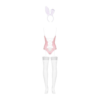 Еротичний костюм зайчика Obsessive Bunny suit 4 pcs costume pink L/XL, рожевий, топ з підв’язками