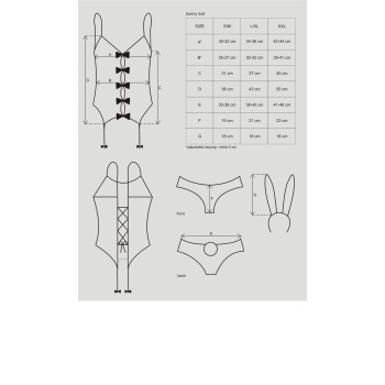 Еротичний костюм зайчика Obsessive Bunny suit 4 pcs costume pink L/XL, рожевий, топ з підв’язками