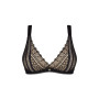 Кружевной бюстгальтер с треугольной чашкой Obsessive Estiqua bra M/L, черный, широкие лямки