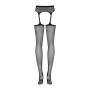 Сітчасті панчохи-стокінги з квітковим малюнком Obsessive Garter stockings S207 S/M/L,чорні