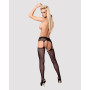 Сітчасті панчохи-стокінги з мереживним поясом Obsessive Garter stockings S307 XL/XXL, чорні