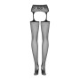 Сітчасті панчохи-стокінги з мереживним поясом Obsessive Garter stockings S307 XL/XXL, чорні
