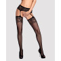 Сетчатые чулки-стокинги с имитацией гартеров Obsessive Garter stockings S500 S/M/L, черные