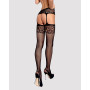 Сетчатые чулки-стокинги с имитацией гартеров Obsessive Garter stockings S500 S/M/L, черные