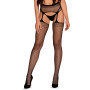 Чулки-стокинги из сетки разного размера Obsessive Garter stockings S815 S/M/L, черные, с доступом