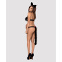 Эротический костюм гепарда Obsessive Gepardina 3 pcs costume L/XL, черный, меховая отделка, монокини