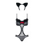 Эротический костюм гепарда Obsessive Gepardina 3 pcs costume L/XL, черный, меховая отделка, монокини