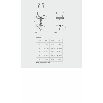 Эротический костюм гепарда Obsessive Gepardina 3 pcs costume L/XL, черный, меховая отделка, монокини