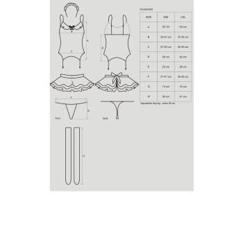 Эротический костюм горничной с юбкой Obsessive Housemaid 5 pcs costume L/XL, черно-белый, топ с подв