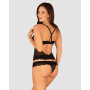 Полупрозрачный набор с украшениями Obsessive Ivannes top & thong S/M, черный, топ и танга