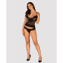 Полупрозрачный набор с украшениями Obsessive Ivannes top & thong S/M, черный, топ и танга