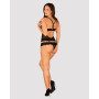 Полупрозрачный набор с украшениями Obsessive Ivannes top & thong S/M, черный, топ и танга