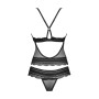 Полупрозрачный набор с украшениями Obsessive Ivannes top & thong S/M, черный, топ и танга