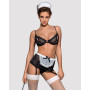 Эротический костюм горничной Obsessive Maidme set 5pcs S/M, бюстгальтер, пояс с фартуком, чулки