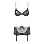 Эротический костюм горничной Obsessive Maidme set 5pcs S/M, бюстгальтер, пояс с фартуком, чулки