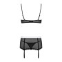 Эротический костюм горничной Obsessive Maidme set 5pcs S/M, бюстгальтер, пояс с фартуком, чулки