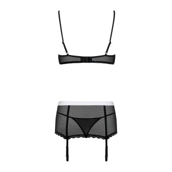 Эротический костюм горничной Obsessive Maidme set 5pcs L/XL, бюстгальтер, пояс с фартуком, чулки, ст