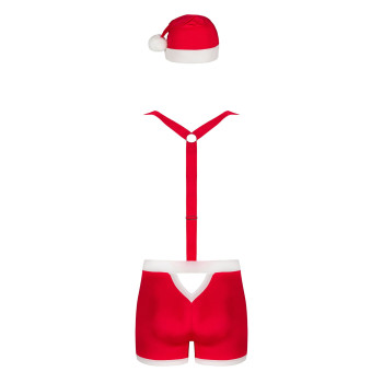 Чоловічий еротичний костюм Санта-Клауса Obsessive Mr Claus L/XL, боксери на підтяжках, шапочка з пом