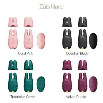 Смартвибратор для груди Zalo - Nave Turquoise Green, пульт ДУ, работа через приложение