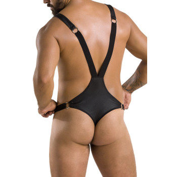Чоловіче боді з люверсами Passion 028 HARRY XXL/XXXL Black, екошкіра, на шлейках