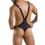 Чоловіче боді з люверсами Passion 028 HARRY XXL/XXXL Black, екошкіра, на шлейках