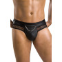 Чоловічі труси з ланцюжком Passion 030 SLIP TOM L/XL Black, екошкіра, відкриті сідниці