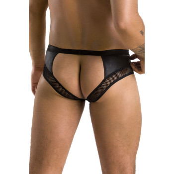 Чоловічі труси з ланцюжком Passion 030 SLIP TOM L/XL Black, екошкіра, відкриті сідниці