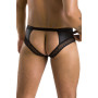Чоловічі труси з ланцюжком Passion 030 SLIP TOM L/XL Black, екошкіра, відкриті сідниці