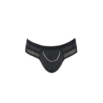 Чоловічі труси з ланцюжком Passion 030 SLIP TOM L/XL Black, екошкіра, відкриті сідниці