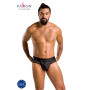Чоловічі труси з ланцюжком Passion 030 SLIP TOM L/XL Black, екошкіра, відкриті сідниці