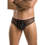 Чоловічі труси зі шнурівкою Passion 035 SLIP RICHARD L/XL Black, екошкіра, сітка