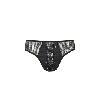 Чоловічі труси зі шнурівкою Passion 035 SLIP RICHARD L/XL Black, екошкіра, сітка