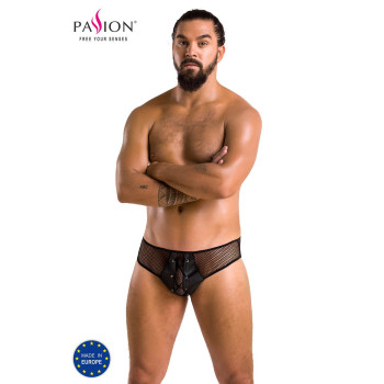 Чоловічі труси зі шнурівкою Passion 035 SLIP RICHARD L/XL Black, екошкіра, сітка
