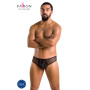 Чоловічі труси зі шнурівкою Passion 035 SLIP RICHARD L/XL Black, екошкіра, сітка