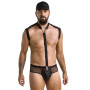 Комплект эротического мужского белья Passion 038 JOHN XXL/XXXL Black, боди, кепка