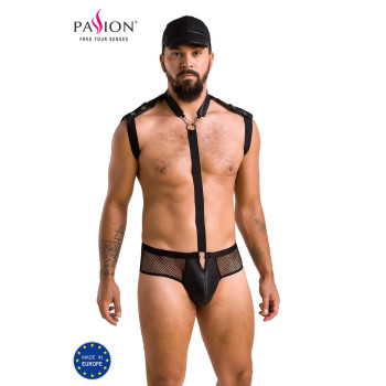Комплект эротического мужского белья Passion 038 JOHN XXL/XXXL Black, боди, кепка
