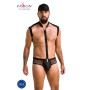 Комплект эротического мужского белья Passion 038 JOHN XXL/XXXL Black, боди, кепка