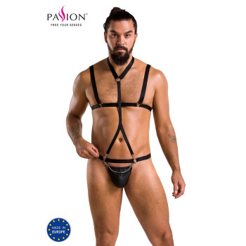 Комплект чоловічої білизни зі стреп Passion 039 SET ANDREW L/XL Black, стринги, шлейки