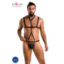 Комплект чоловічої білизни зі стреп Passion 039 SET ANDREW L/XL Black, стринги, шлейки