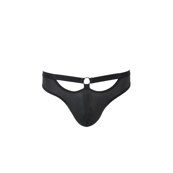 Мужские слипы с вырезами Passion 041 SLIP JOE S/M Black, экокожа, открытые ягодицы