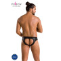 Мужские слипы с вырезами Passion 041 SLIP JOE S/M Black, экокожа, открытые ягодицы