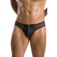 Мужские слипы на молнии Passion 042 SLIP TIMMY L/XL Black, экокожа, сетка