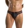 Чоловічі сліпи на блискавці Passion 042 SLIP TIMMY L/XL Black, екошкіра, сітка