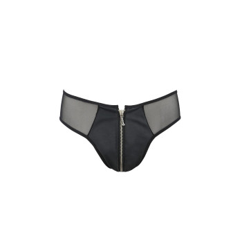 Чоловічі сліпи на блискавці Passion 042 SLIP TIMMY L/XL Black, екошкіра, сітка