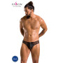 Чоловічі сліпи на блискавці Passion 042 SLIP TIMMY L/XL Black, екошкіра, сітка