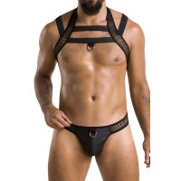 Комплект мужского белья с креплениями Passion 043 JACOB L/XL Black, трусы, шлейка