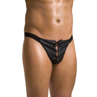 Мужские слипы на шнуровке Passion 044 SLIP BEN L/XL Black, экокожа, люверсы