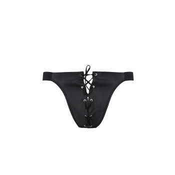 Чоловічі сліпи на шнурівці Passion 044 SLIP BEN L/XL Black, екошкіра, люверси