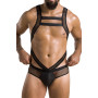 Чоловіче еротичне сітчасте боді Passion 045 VICTOR L/XL Black, екошкіра, сітка